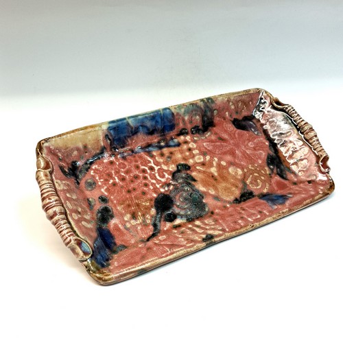 #231014 Platter, Rectangle, Pink/Green $19 at Hunter Wolff Gallery